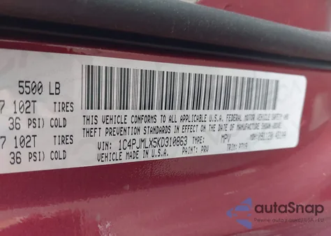 2019 Jeep Cherokee Latitude Plus 4X4 from USA, damaged, VIN 1C4PJMLX5KD310863